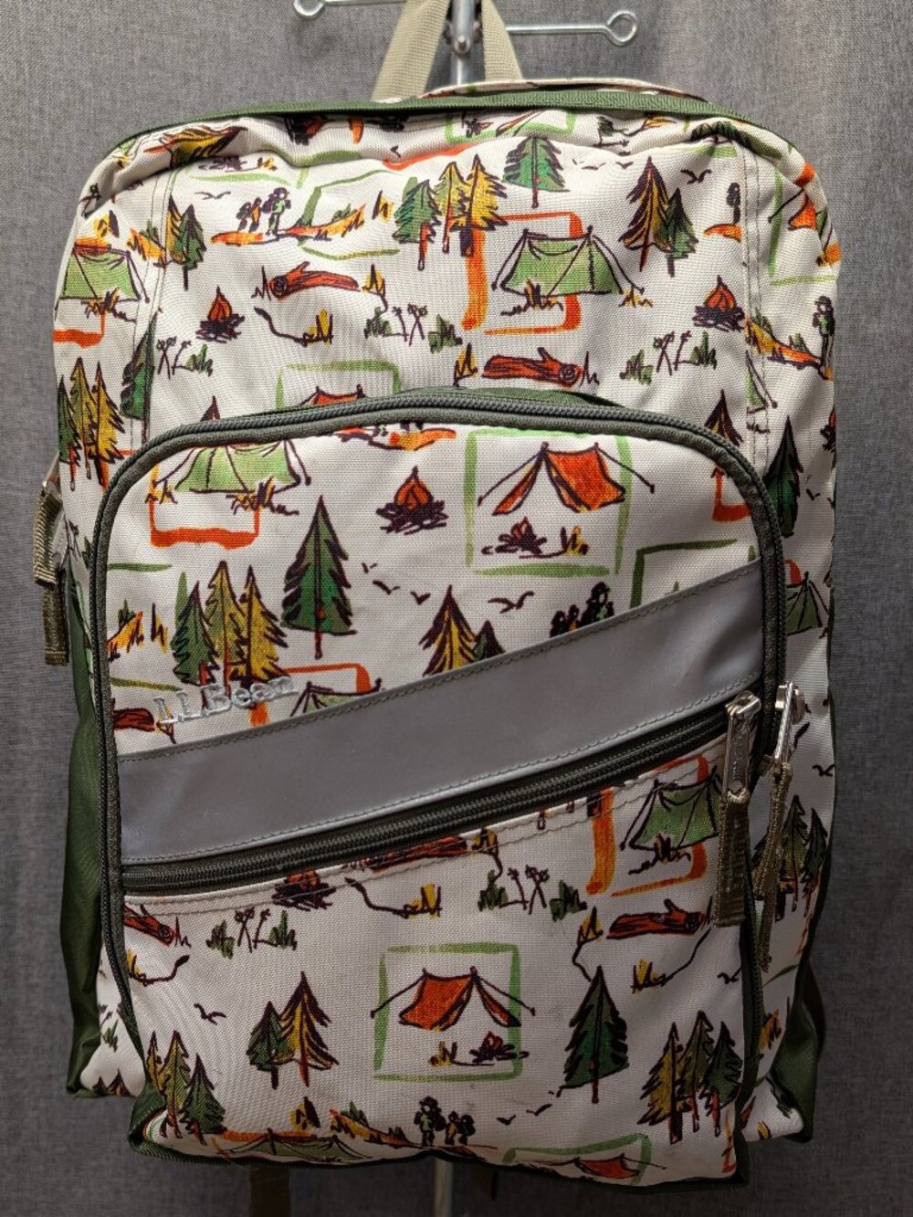 L.L. Bean Campsite Tent Forest Camping Print Super Deluxe Book Pack Backpack